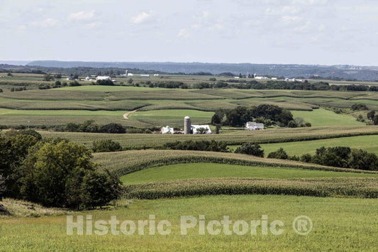 Photo- View from the bluffs of Sherrill, Iowa, of the rich agricultural valley, near the Mississippi River, far below 4 Fine Art Photo Reproduction