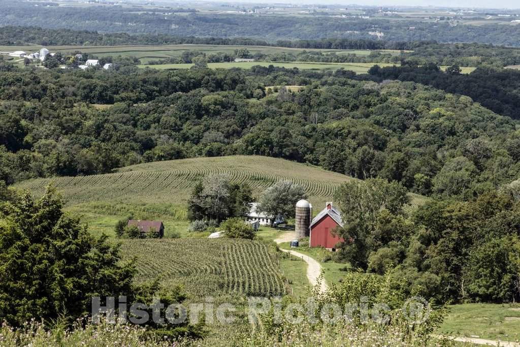 Photo- View from The Bluffs of Sherrill, Iowa, of The Rich Agricultural Valley, Near The Mississippi River, far Below 1 Fine Art Photo Reproduction