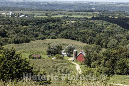 Photo- View from The Bluffs of Sherrill, Iowa, of The Rich Agricultural Valley, Near The Mississippi River, far Below 1 Fine Art Photo Reproduction