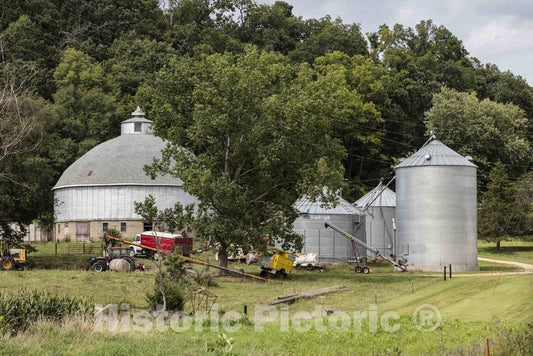 Photo- A Round barn and outbuildings Outside Guttenberg in Clayton County, Iowa 1 Fine Art Photo Reproduction