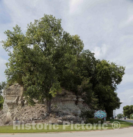 Photo - A Sign at The end of a Long Bluff Welcomes Visitors to The Mississippi River Town of Guttenberg, Iowa- Fine Art Photo Reporduction