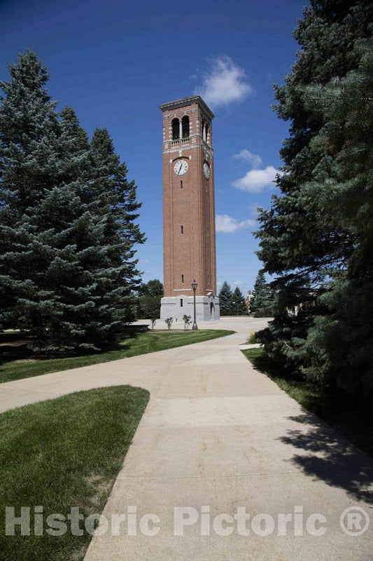 Photo - The University of Northern Iowa Campanile, or Bell Tower, in Cedar Falls- Fine Art Photo Reporduction