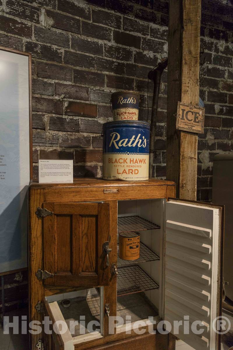 Photo- One of Many displays tracing The History of Refrigeration at The Cedar Falls Ice House, a Historic Structure in Cedar Falls, Iowa 1 Fine Art Photo Reproduction