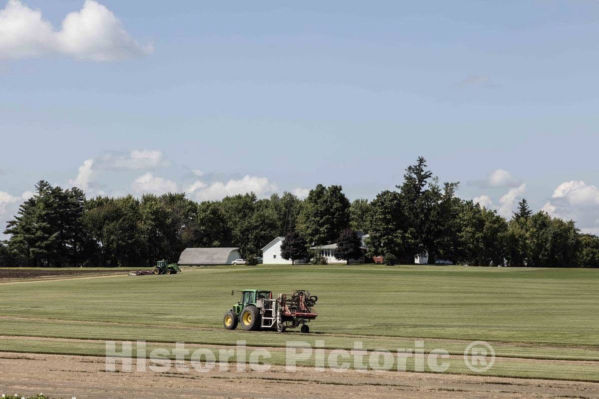 Photo - Tractors at Work on a Farm in Grundy County, Iowa- Fine Art Photo Reporduction