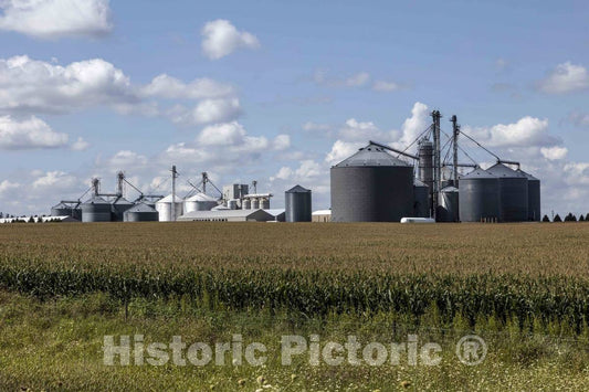 Photo - Large Complex of Metal silos in Grundy County, Iowa- Fine Art Photo Reporduction