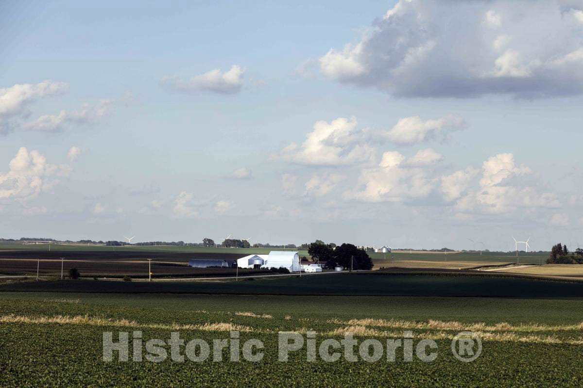 Photo - Farmstead Featuring a Metal quonset, or Building Made of Corrugated Metal and Having a semicircular Cross Section, in Hardin County, Iowa- Fine Art Photo Reporduction