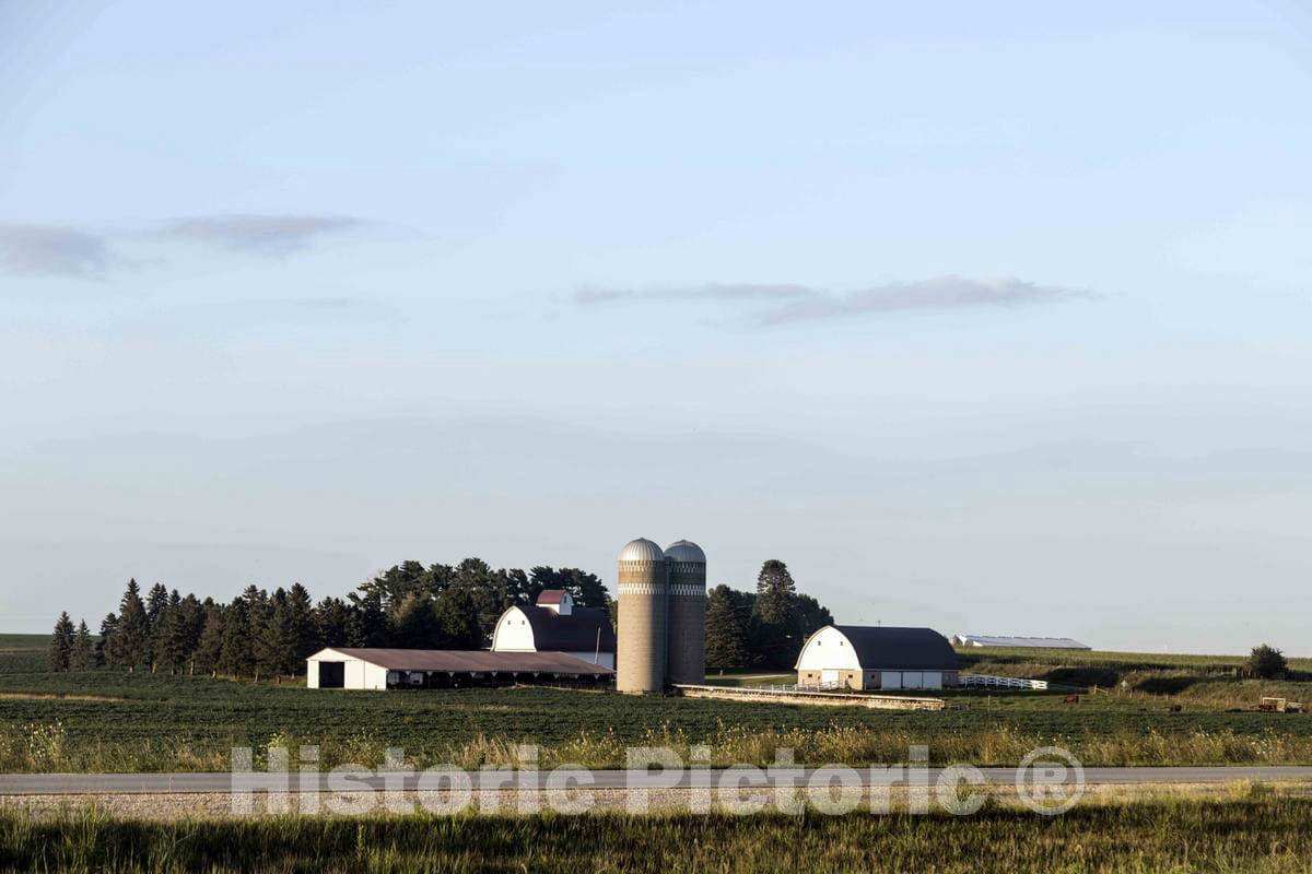 Photo - A Double-silo Farmstead in Grundy County, Iowa- Fine Art Photo Reporduction