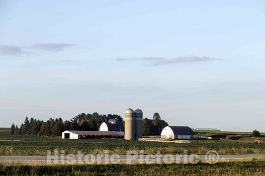 Photo - A Double-silo Farmstead in Grundy County, Iowa- Fine Art Photo Reporduction