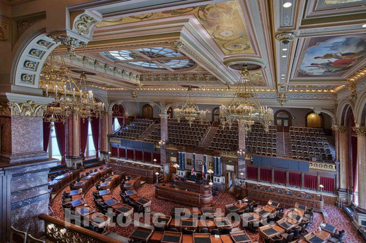 Photo - The Senate Chamber at The Iowa State Capitol in Des Moines. The Room has undergone Few Changes Since it was Dedicated in 1884- Fine Art Photo Reporduction