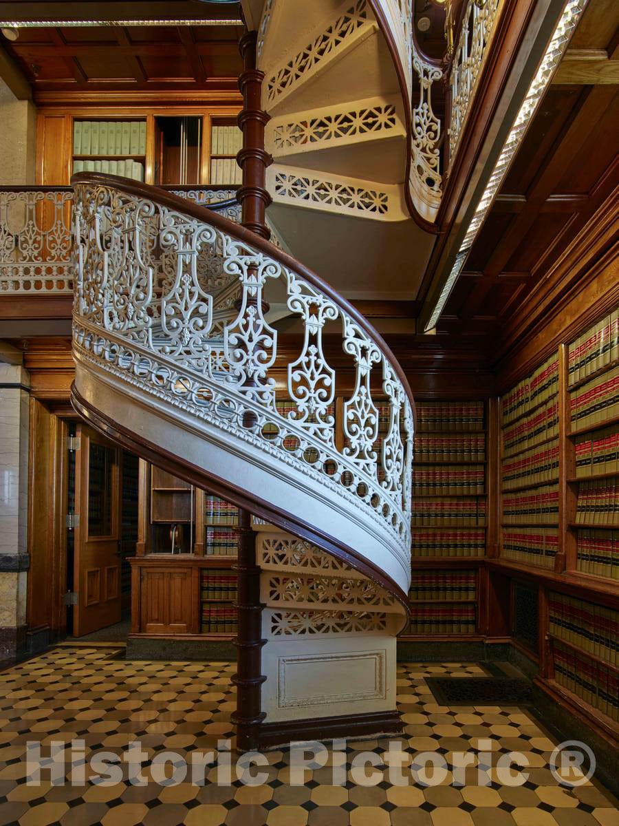 Photo- A Spiral Staircase Accents The Members' Library at The Iowa State Capitol in Des Moines 1 Fine Art Photo Reproduction