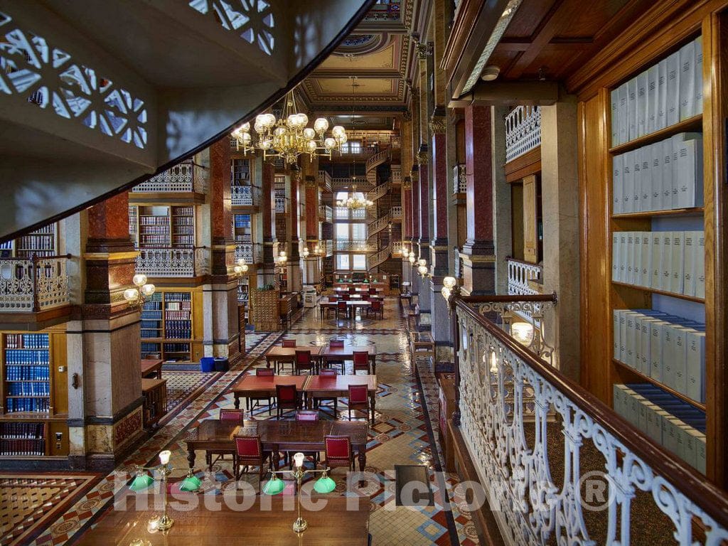 Photo- A spiral staircase accents the members' library at the Iowa State Capitol in Des Moines 2 Fine Art Photo Reproduction