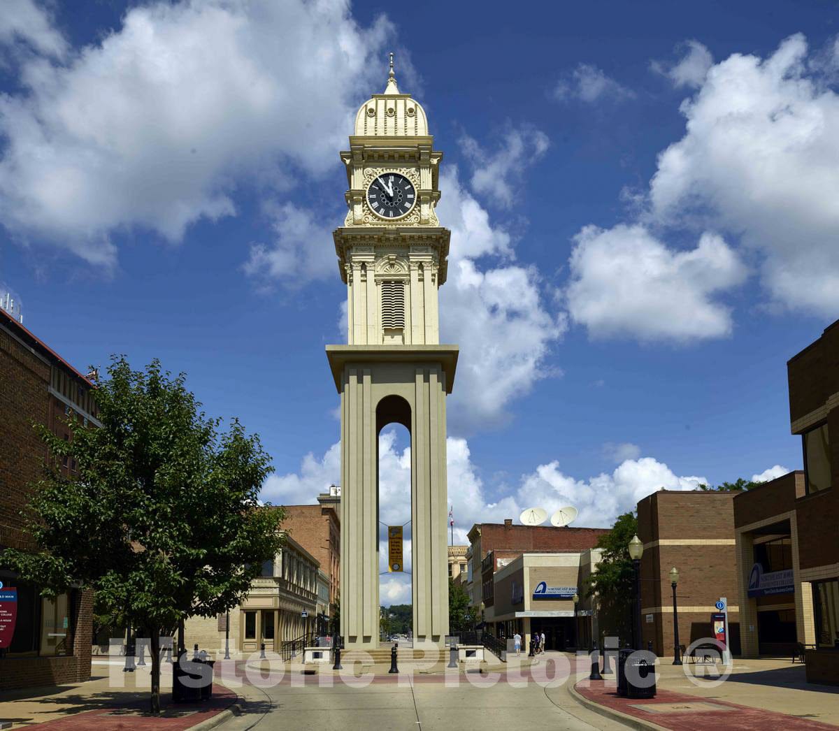 Photo - The Town Clock on Main Street in Downtown Dubuque, Iowa- Fine Art Photo Reporduction