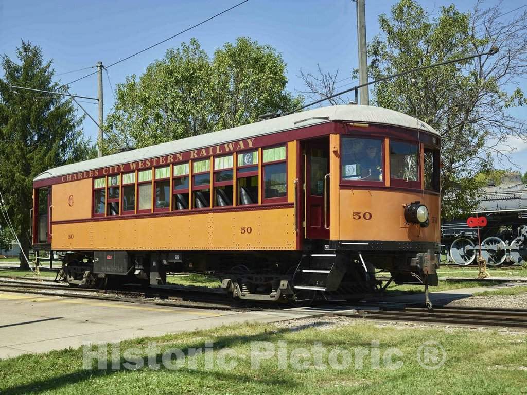 Photo- The Historic Charles City Western Railway Company's interurban Trolley Coach No. 50, which Ran from Charles City to The Nearby Town of Marble Rock in The Early 20th Century
