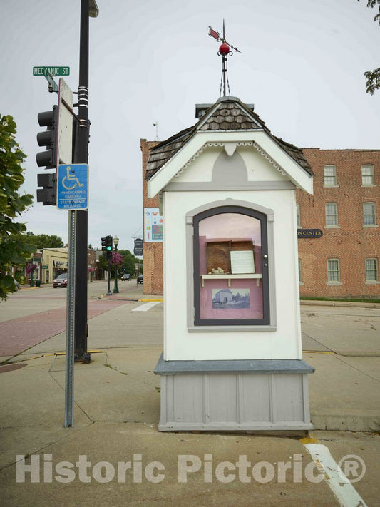 Photo - Kiosk Explaining Local History in Decorah, Iowa- Fine Art Photo Reporduction