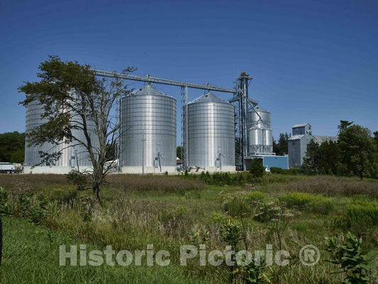 Photo - Agricultural Storage Facility, Including Several Metal silos, in Cedar Falls, Iowa- Fine Art Photo Reporduction