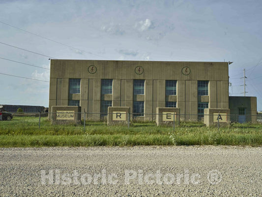 Photo- The Franklin County REA Power Plant Museum Near Hampton, Iowa, housed in The First Electric Plant west of The Mississippi River to Generate Electricity for Rural Areas