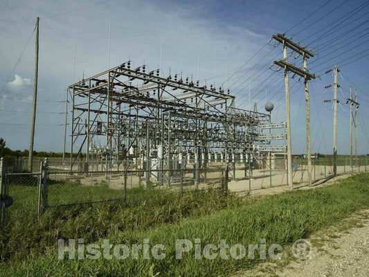 Photo - The towers and wires that carried electricity from what is now the Franklin County REA Power Plant Museum near Hampton, Iowa- Fine Art Photo Reporduction