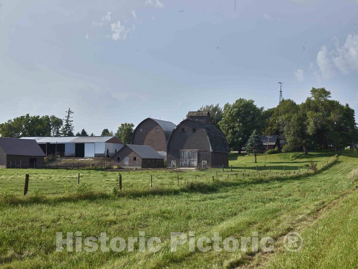 Photo - Similarly Painted barns and outbuildings Near The Town of Hampton in Franklin County, Iowa- Fine Art Photo Reporduction