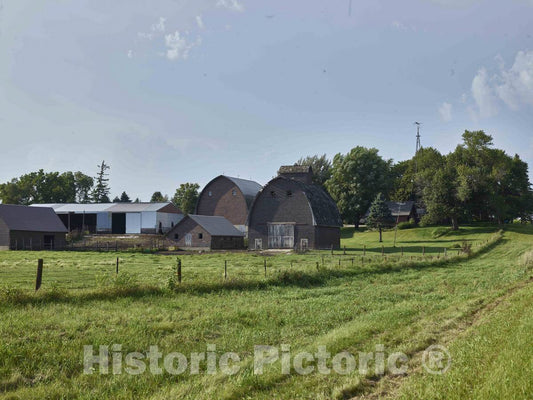 Photo - Similarly Painted barns and outbuildings Near The Town of Hampton in Franklin County, Iowa- Fine Art Photo Reporduction
