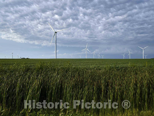 Photo- Wind turbines Dominate The Sky Over The Soybean Fields of Franklin County, Iowa 1 Fine Art Photo Reproduction