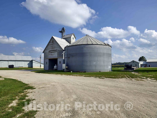 Photo - Barn and Metal silo in Amana, one of The Amana Colonies, Seven Villages in Iowa County, Iowa- Fine Art Photo Reporduction