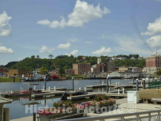 Photo - The Dubuque, Iowa, Harbor, which Occasionally Needs Some Work by dredges Such as The William M. Black Across The Way- Fine Art Photo Reporduction