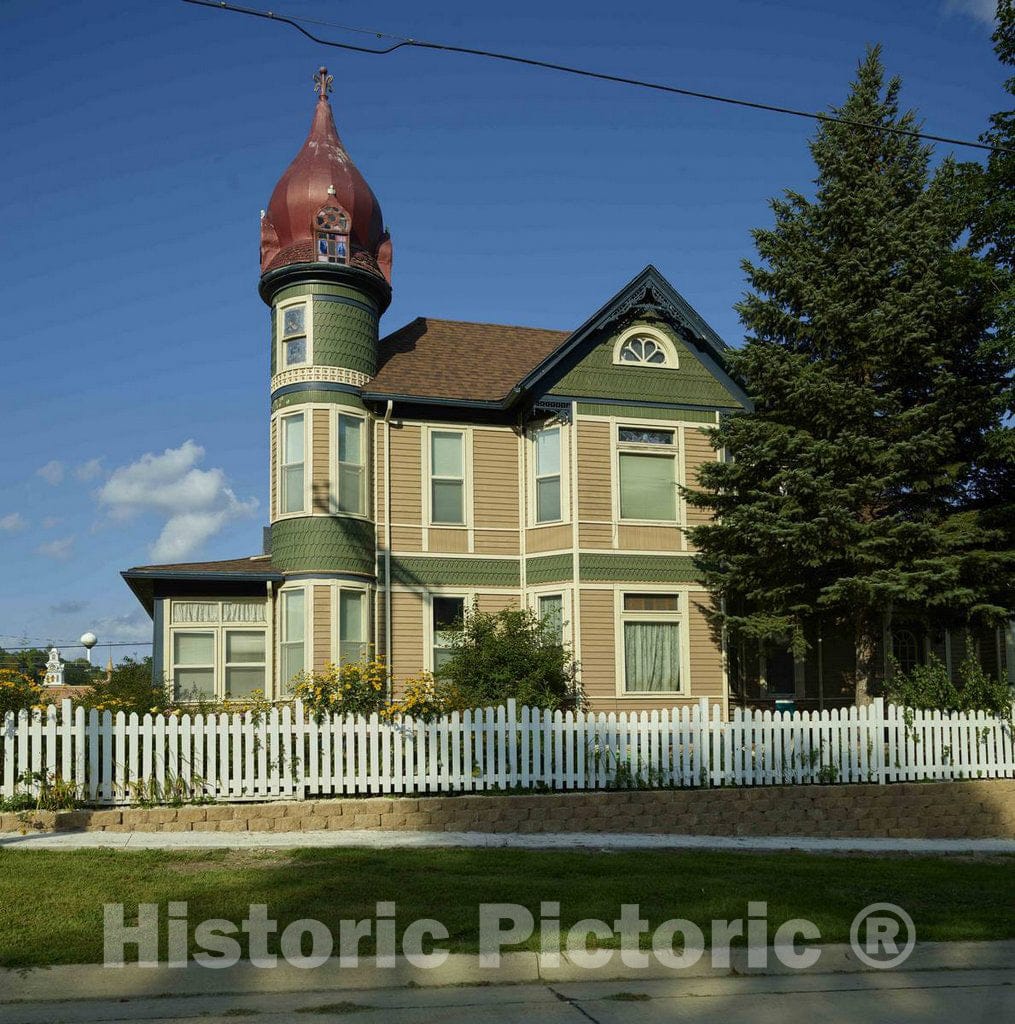 Photo - Large Victorian House with an Unusual Turret in Elkader, Iowa- Fine Art Photo Reporduction