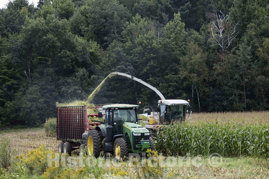 Photo - Near Pigeon Falls in Trempealeau County, Wisconsin, a harvesting Machine Creates Silage, Fodder for Animal Feed- Fine Art Photo Reporduction