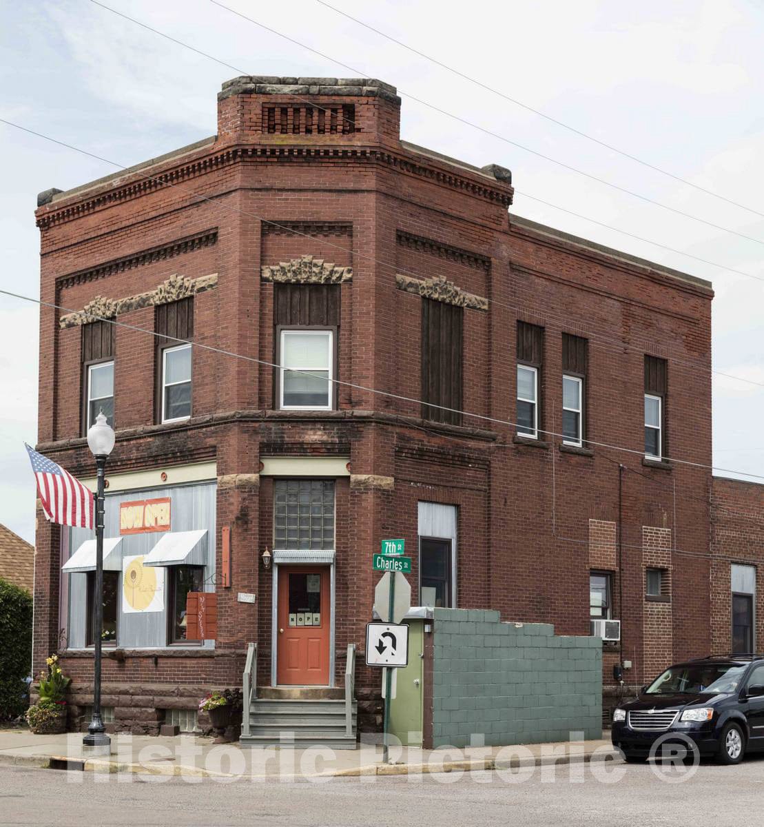 Photo - Corner business building in Osseo, Wisconsin, a farm town settled in 1857 at the confluence of the North and South Forks of the Buffalo River- Fine Art Photo Reporduction
