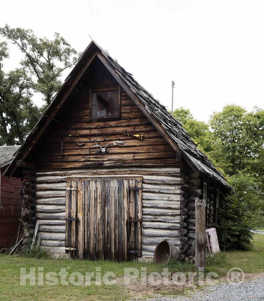 Photo - Old Log Storage Building at Dells Mill, a Gristmill Built on Bridge Creek in 1864 That Operated Until 1968 in The Eau Claire County, Wisconsin, Town of Augusta