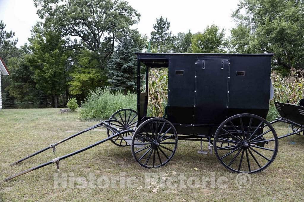 Photo- an Amish Family's Wagon Near Dells Mill, a Gristmill Built on Bridge Creek in 1864 That Operated Until 1968 in The Eau Claire County, Wisconsin, Town of Augusta 1
