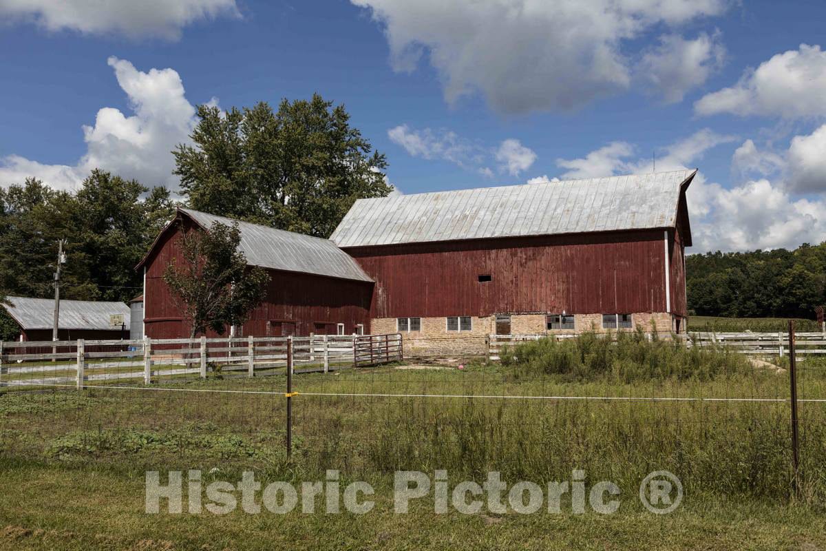 Photo - Like Many Houses, This barn Near Mazomanie in Dane County, Wisconsin, has an Addition- Fine Art Photo Reporduction
