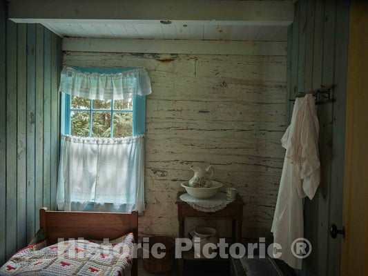 Photo - A Tiny Bedroom in The Lars Anderson Cabin at The Chippewa Valley Museum in Eau Claire, Wisconsin- Fine Art Photo Reporduction
