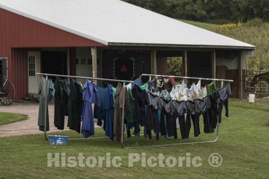 Photo- An Amish family's wash dries outside their farm home in Trempealeau County, Wisconsin 1 Fine Art Photo Reproduction
