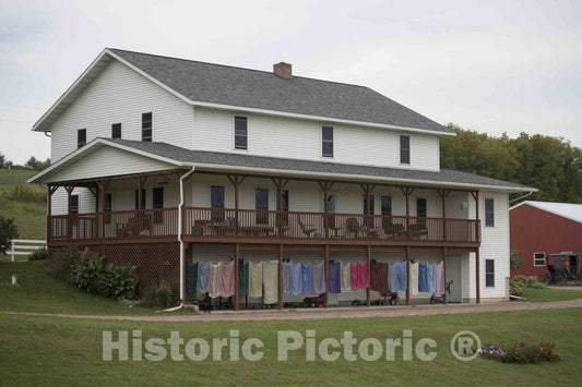 Photo- an Amish Family's wash Dries Outside Their Farm Home in Trempealeau County, Wisconsin 2 Fine Art Photo Reproduction