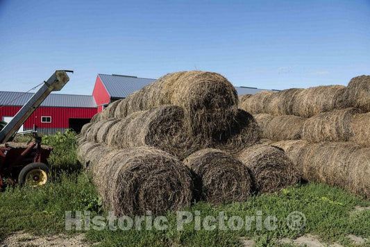 Photo - Hay Rolls at The Dunnum Family's Top of The Town Dairy Farm Near Westby in Vernon County, Wisconsin- Fine Art Photo Reporduction