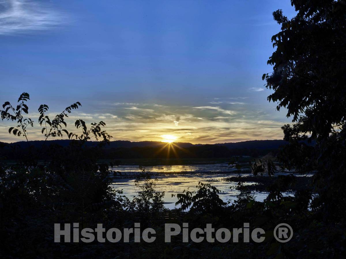 Photo - Sunset Over Goose Island in The Mississippi River, South of La Crosse in La Crosse County, Wisconsin- Fine Art Photo Reporduction