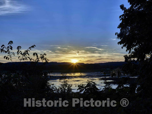 Photo - Sunset Over Goose Island in The Mississippi River, South of La Crosse in La Crosse County, Wisconsin- Fine Art Photo Reporduction