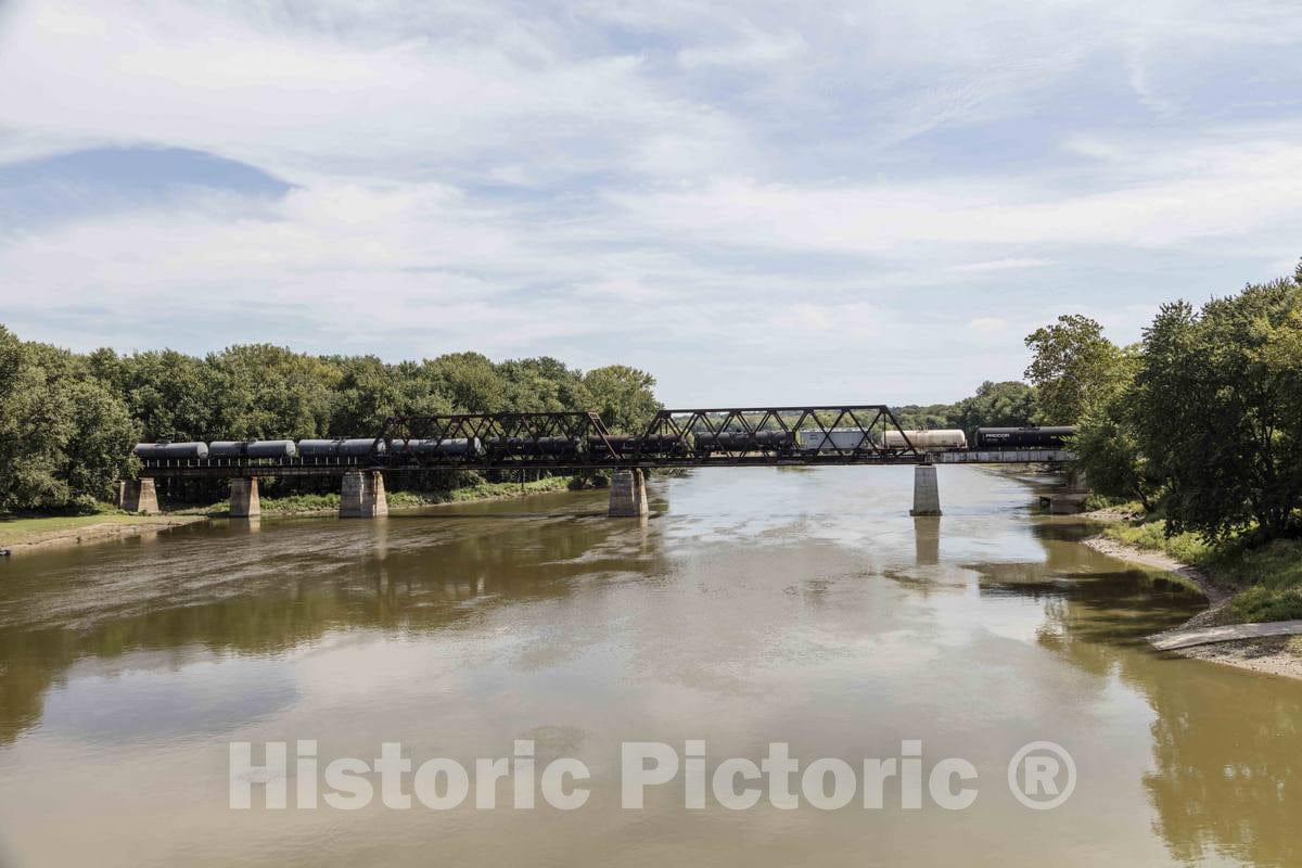 Photo - Rail Tanker Cars on a Trestle Over The Wabash River Near West Lafayette in Tippecanoe County, Indiana- Fine Art Photo Reporduction