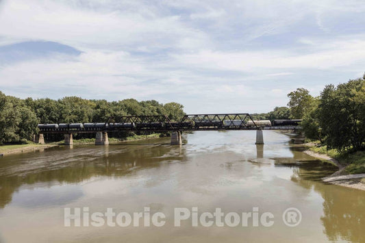 Photo - Rail Tanker Cars on a Trestle Over The Wabash River Near West Lafayette in Tippecanoe County, Indiana- Fine Art Photo Reporduction