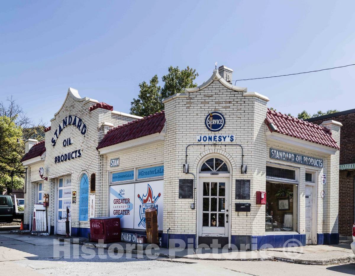 Photo- The Red Crown Mini-Museum is a restored 1920s Standard Oil gas station that displays service-station memorabilia in Lafayette, Indiana 2 Fine Art Photo Reproduction