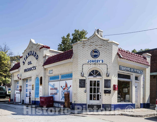 Photo- The Red Crown Mini-Museum is a restored 1920s Standard Oil gas station that displays service-station memorabilia in Lafayette, Indiana 2 Fine Art Photo Reproduction