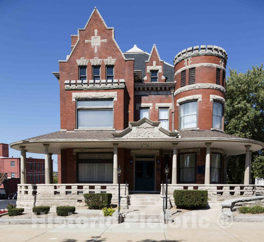 Photo - A Substantial Brick and Stone House in Lafayette, Indiana- Fine Art Photo Reporduction