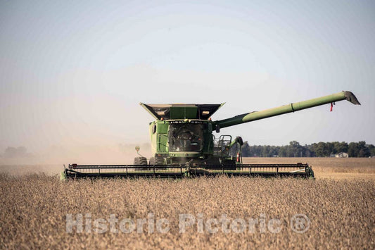 Photo- A harvesting Operation Kicks up dust in Rural Carroll County, Indiana 1 Fine Art Photo Reproduction