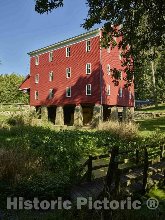 Photo- View over a stagnant pond at Adams Mill, a sawmill as well as a gristmill built along Wildcat Creek in Carroll County, Indiana, in 1845-46, by Pennsylvania emigrant John Adams