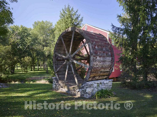 Photo - The original water wheel, removed from Adams Mill, a sawmill as well as a gristmill built along Wildcat Creek in Carroll County, Indiana, in 1845-46