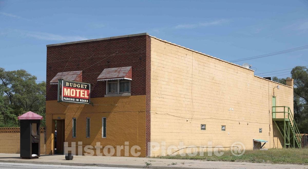 Photo - A low-cost downtown motel in Gary, Indiana, one of America's most economically distressed cities- Fine Art Photo Reporduction