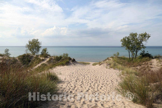 Photo- Scene at Indiana Dunes State Park, encompassing 2,182 acres of beaches, sand dunes, and marshes along Lake Michigan in Porter County, Indiana 2 Fine Art Photo Reproduction