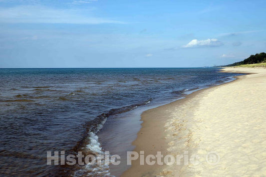 Photo - The Shoreline in Indiana Dunes State Park, encompassing 2,182 Acres of Beaches, Sand Dunes, and marshes Along Lake Michigan in Porter County, Indiana
