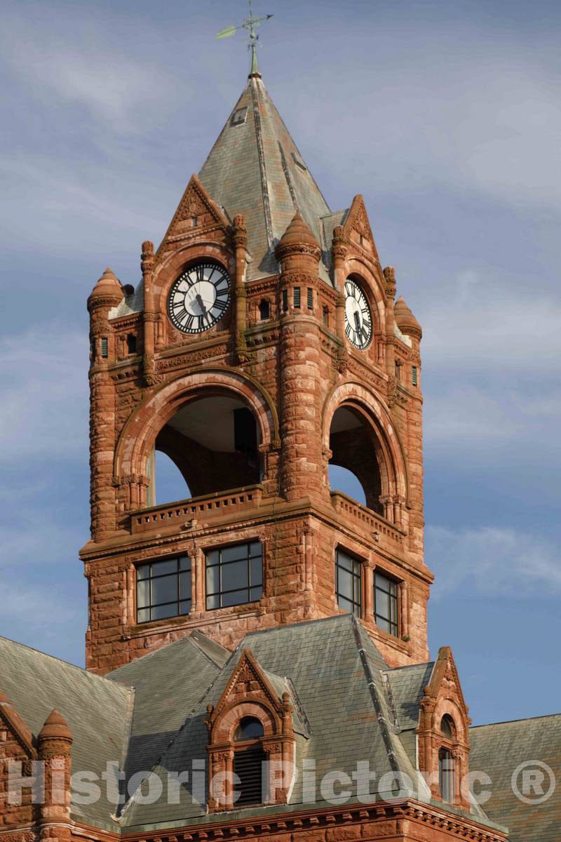 Photo - Clock Tower of The LaPorte County Courthouse, Designed by Architect Brentwood Tolan and Completed in 1894 in La Porte, Indiana- Fine Art Photo Reporduction